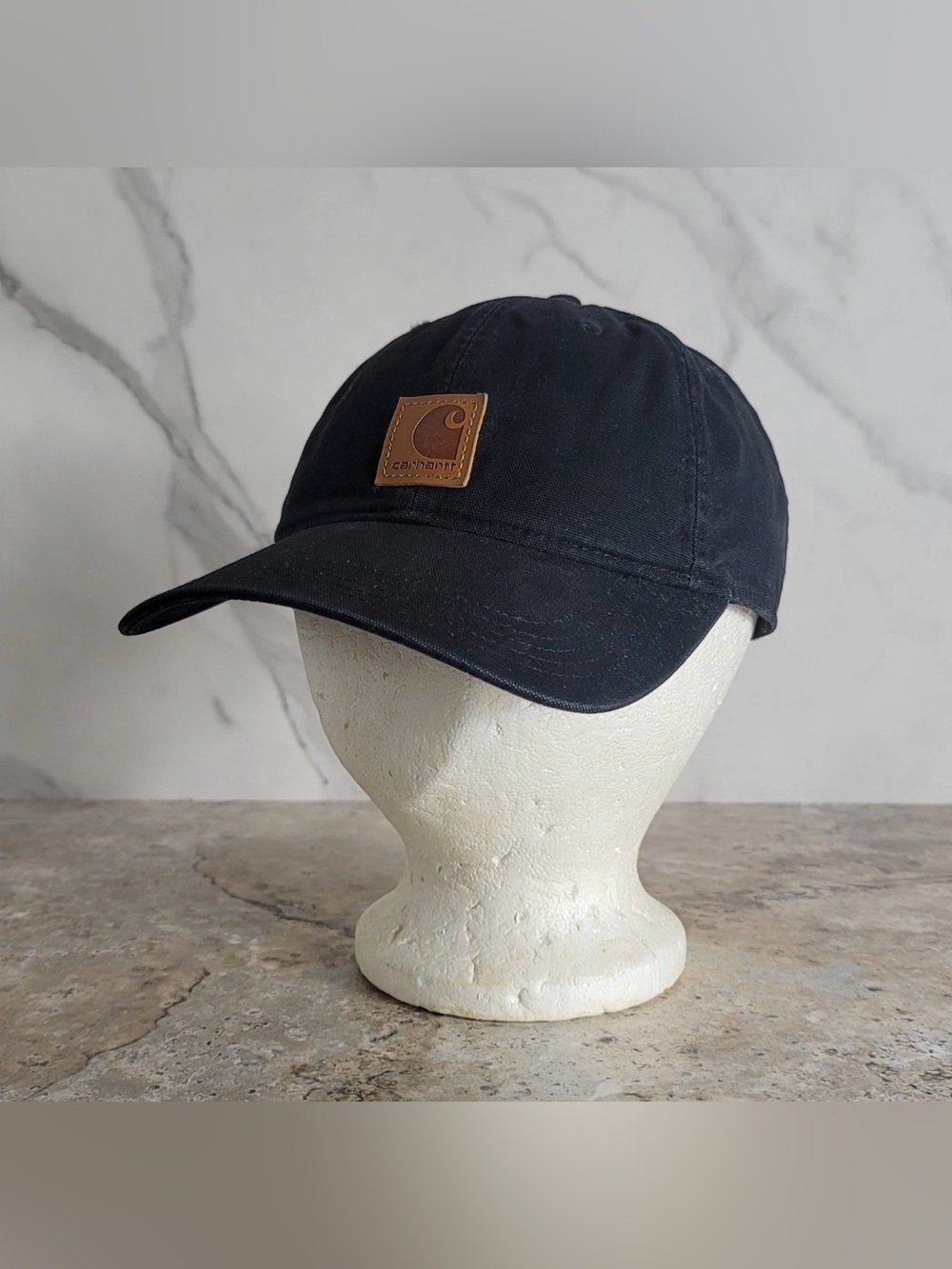 CARHARTT BLACK BASEBALL HAT BROWN PATCH LOGO ADJUSTABLE